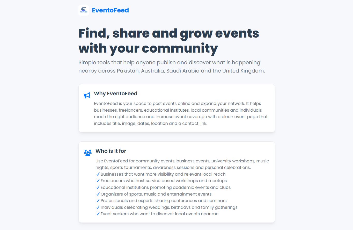 EventoFeed - Local Event Posting & Discovery Platform