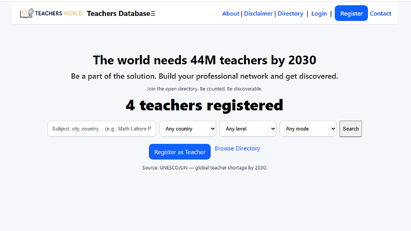 TeachersWorld – Global Teachers Directory